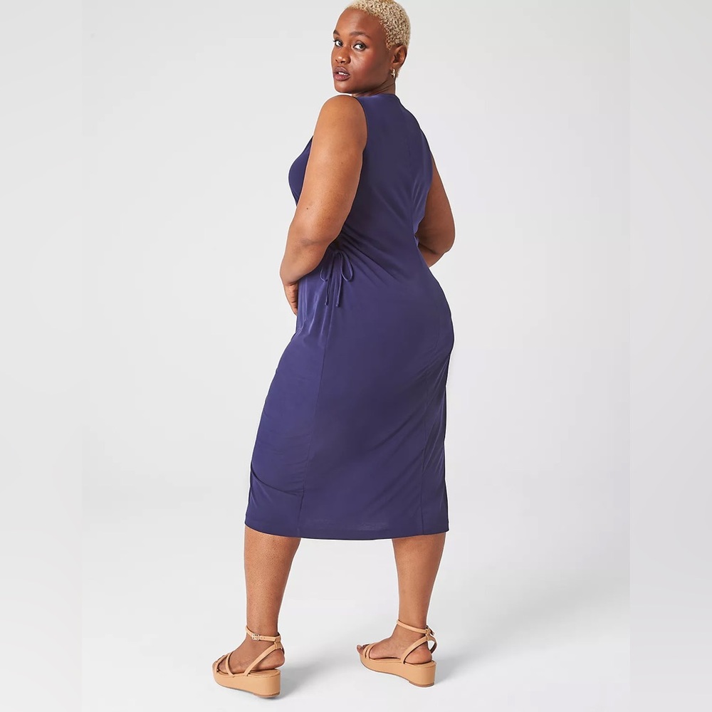 Lane Bryant Midi Dress 18/20 Blue Sleeveless V-Neck Side Cutout - Picture 5 of 6